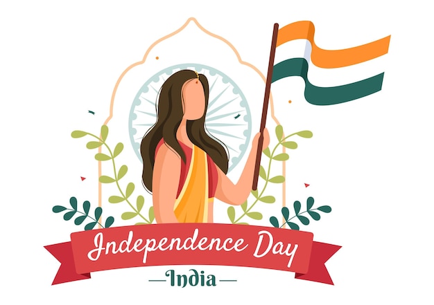 Happy Indian Independence Day which is Celebrated Every August with Flags in Illustration