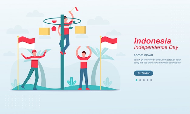 Happy indonesia Independence Day landing page template