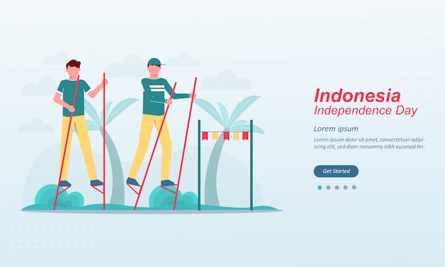 Happy indonesia Independence Day landing page template