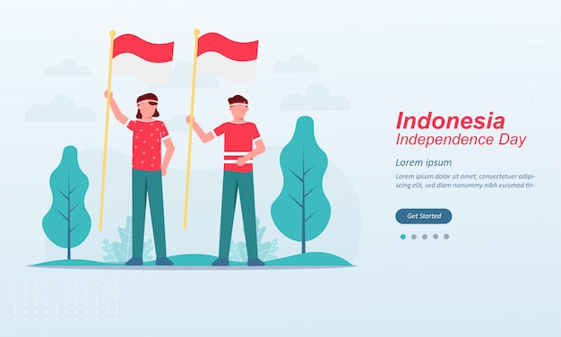 Happy indonesia Independence Day landing page template