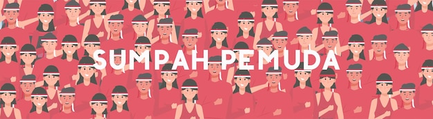 Happy Indonesian Youth Pledge Day Vector Illustration. Sumpah Pemuda Poster Design