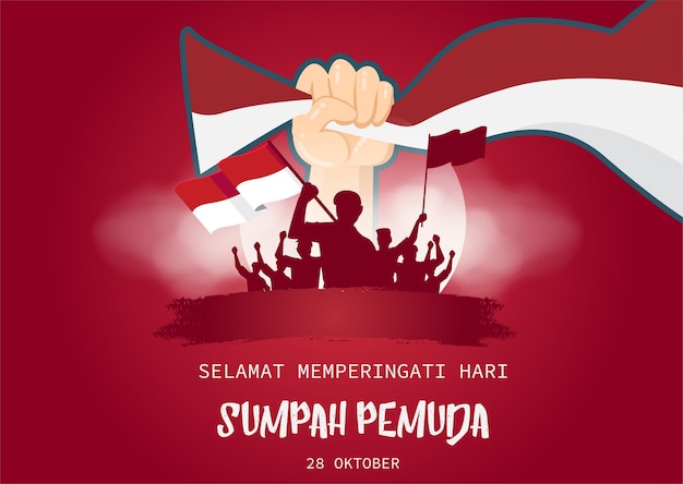 Happy Indonesian Youth Pledge Day Vector Illustration. Sumpah Pemuda Poster Design