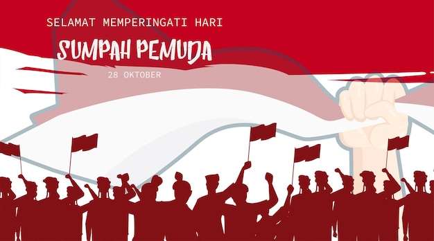 Happy Indonesian Youth Pledge Day Vector Illustration. Sumpah Pemuda Poster Design