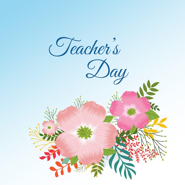 Happy International Teacher's Day design background with flower and floral vector