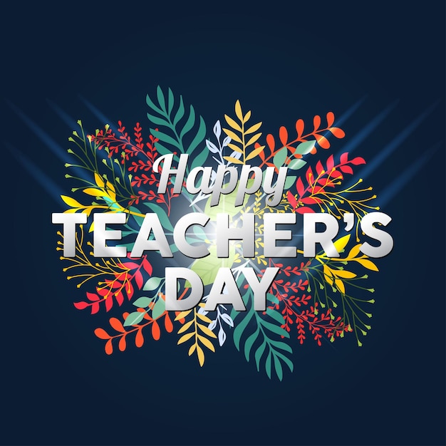 Happy International Teacher's Day design background with flower and floral vector