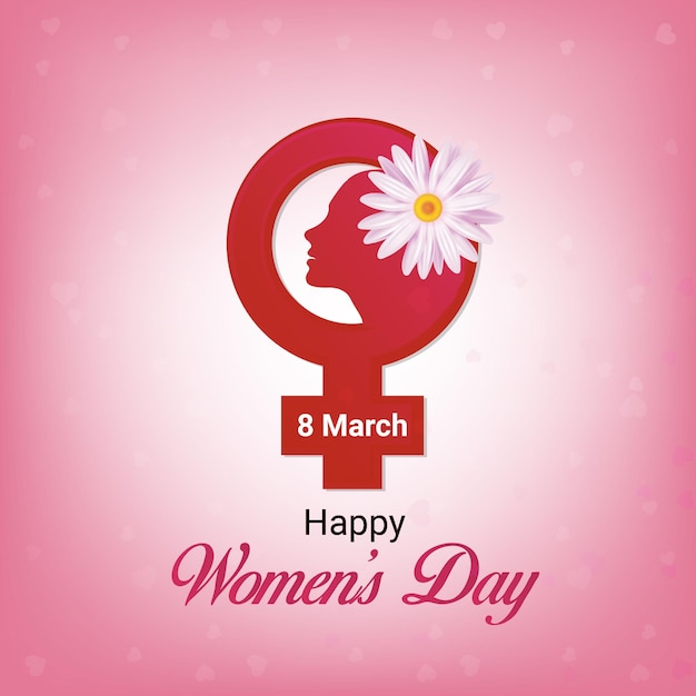 happy international women's day, vector flyer and social media post