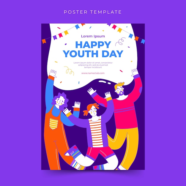 Happy international youth day poster template