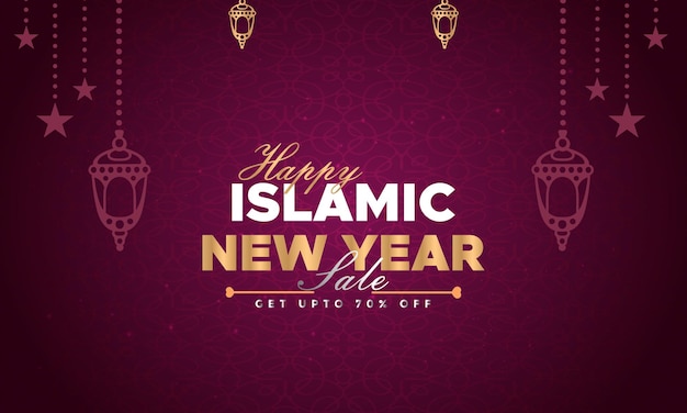 Happy Islamic New Year sale social media flyer design