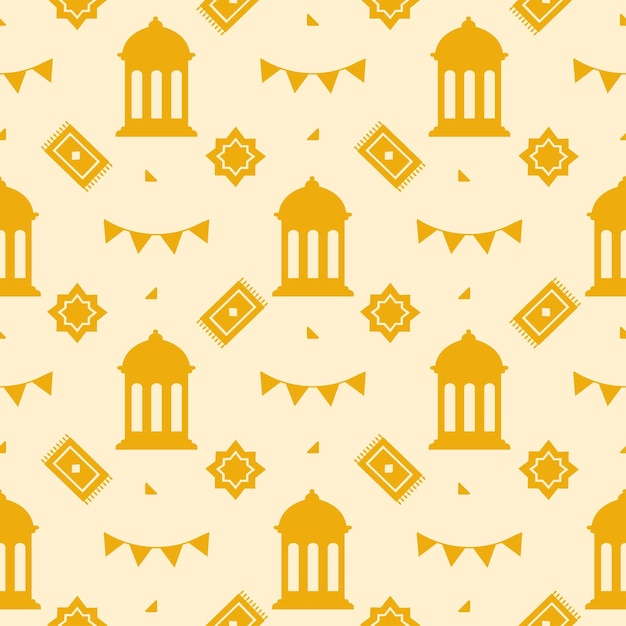 Happy Islamic New Year Seamless Pattern Illustration with Muslims Elements in Template Hand Drawn