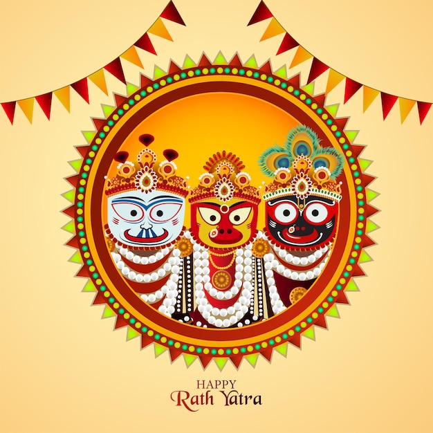 Happy jagannath rathyatra celebration background with vector illustration