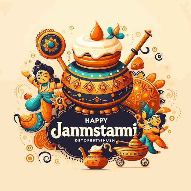 Happy Janmashtami Creative luxury poster style on vector illustration background