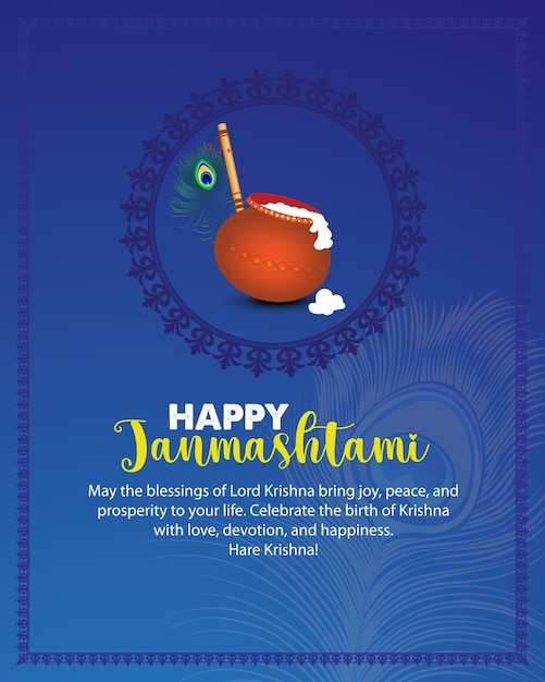 Happy Janmashtami Design Vector Illustration religious festival Typography