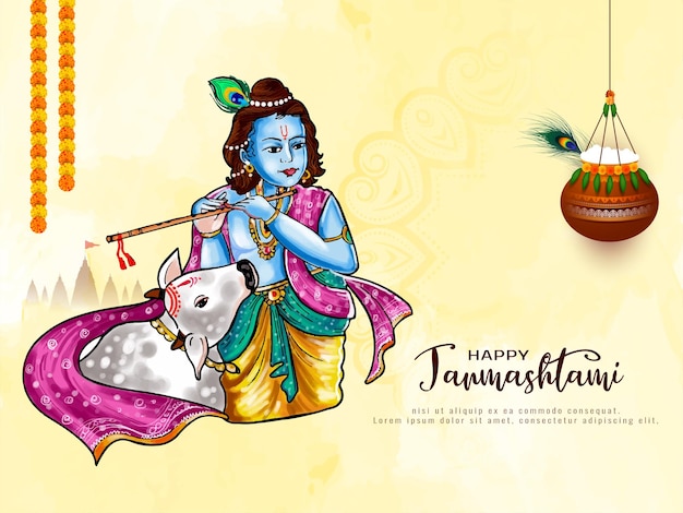 Happy janmashtami festival cultural celebration background vector