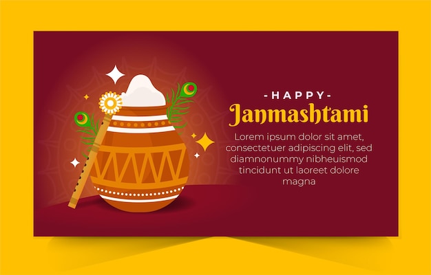 Happy janmashtami hindu festival celebration for banner design