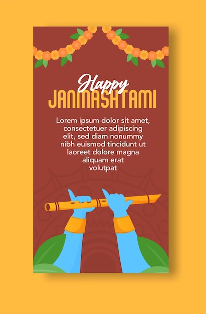 Happy janmashtami hindu festival celebration for social media stories