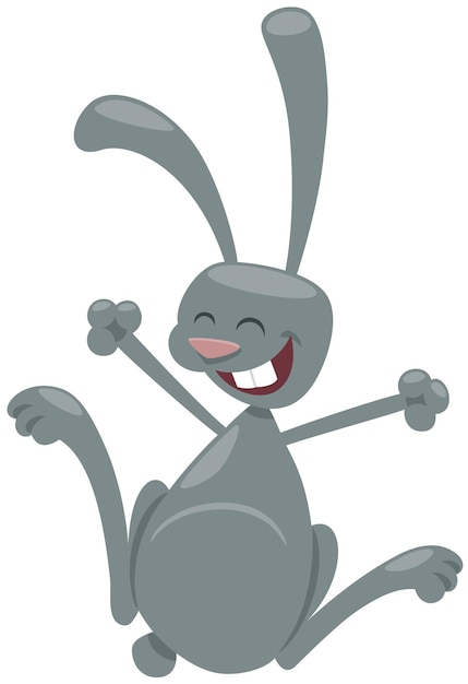 Happy jumping rabbit cartoon animal character