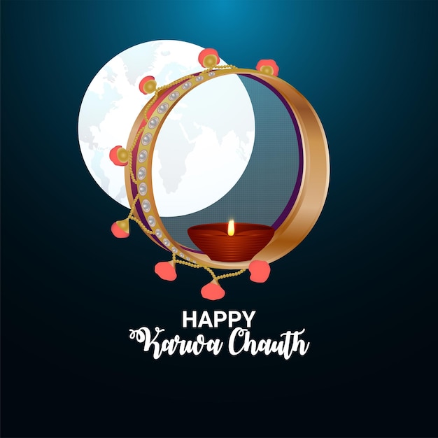 Happy karwa chauth banner design concept