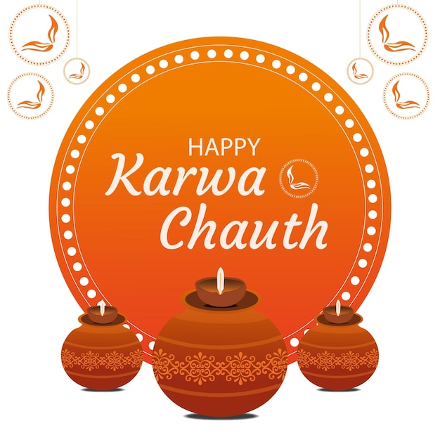 Happy karwa chauth illustration design