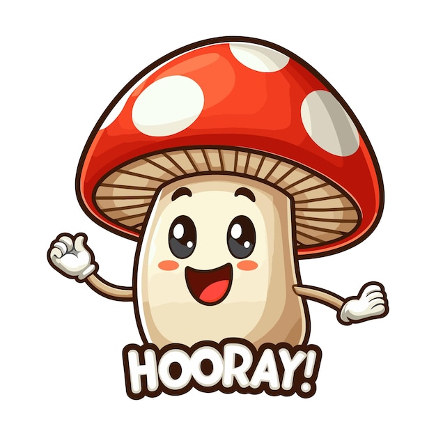 Vector happy kawaii mushroom cartoon character