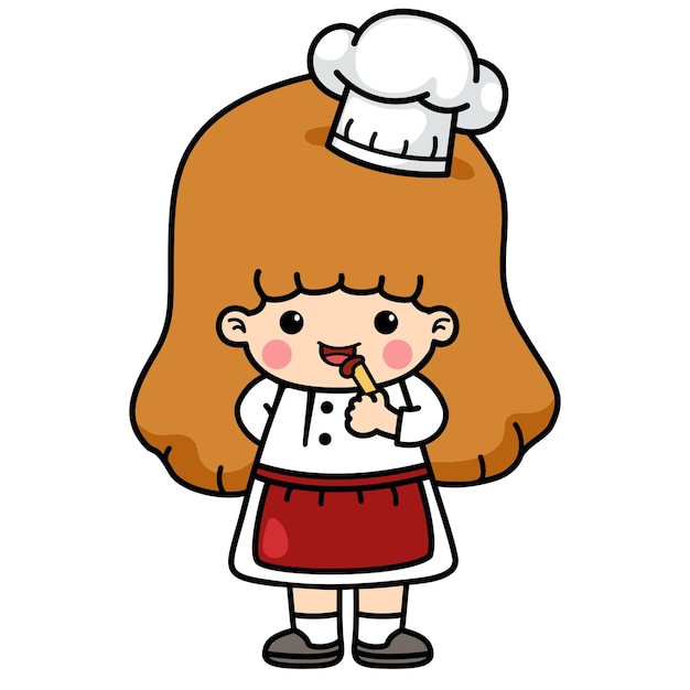 Happy kid cooking chef vector illustration