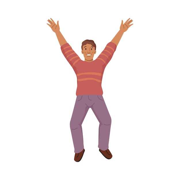 Happy kid with stretched hands jumping vector