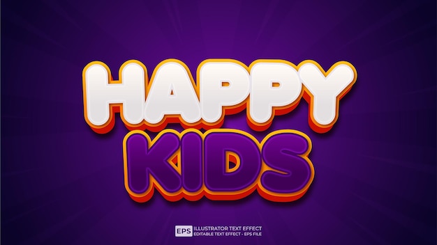 Happy Kids editable 3d text effect font illustration