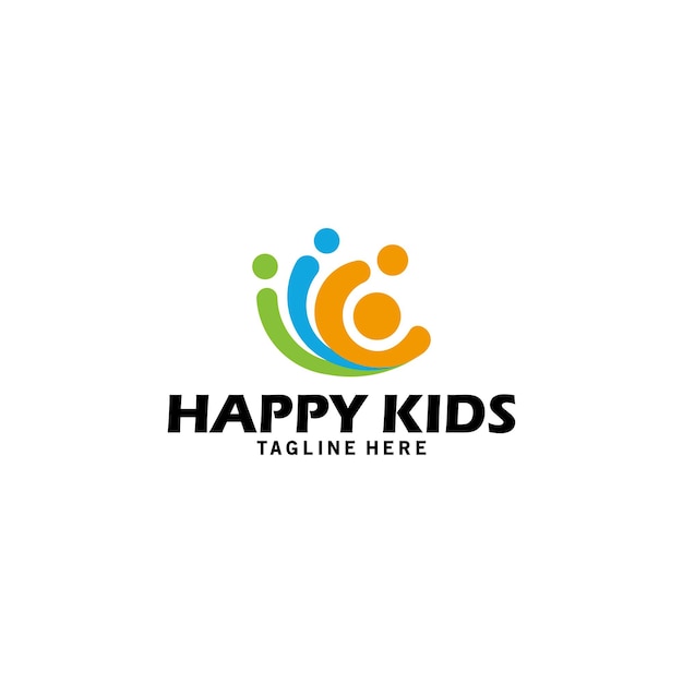 Happy kids logo icon vector