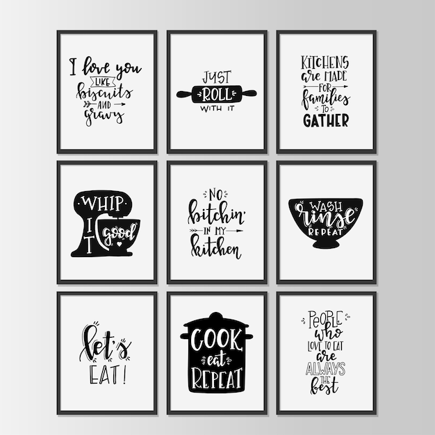 Happy kitchen on Hand drawn typography poster