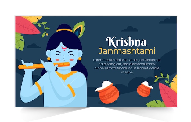 Happy krishna janmashtami hindu festival celebration for banner design