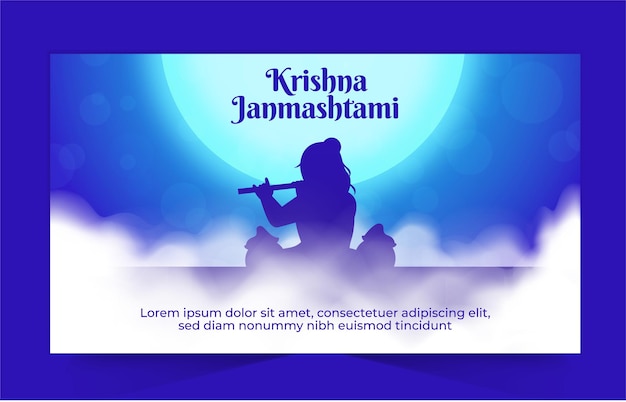 Happy krishna janmashtami hindu festival celebration for banner design