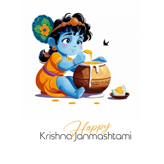 Happy Krishna Janmashtami illustration of Baby Lord Krishna