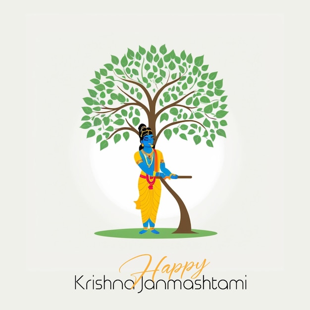 Happy Krishna Janmashtami illustration of Baby Lord Krishna