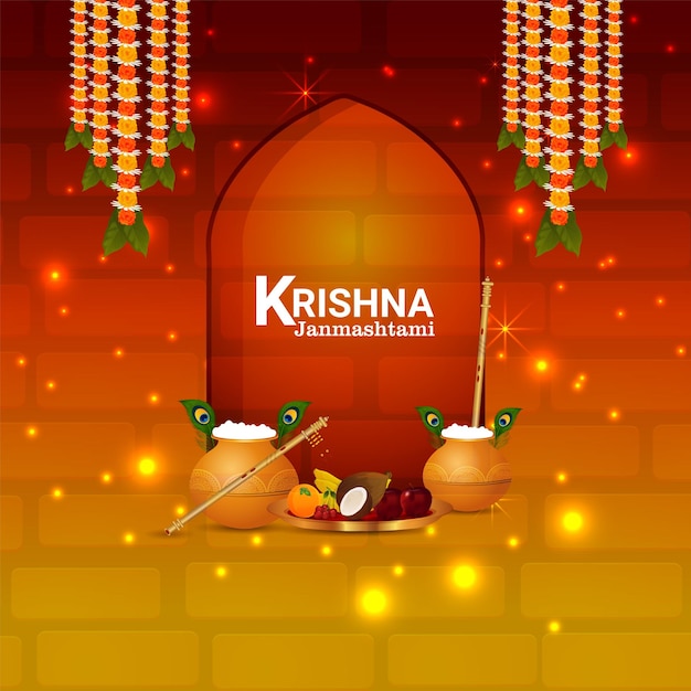 Happy krishna janmashtami indian festival background