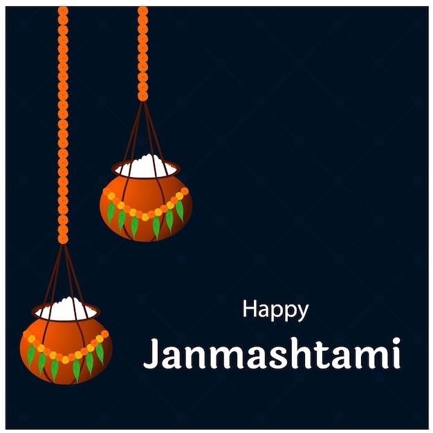 Happy Krishna Janmashtami Indian Hindu Festival Celebration Vector Illustration