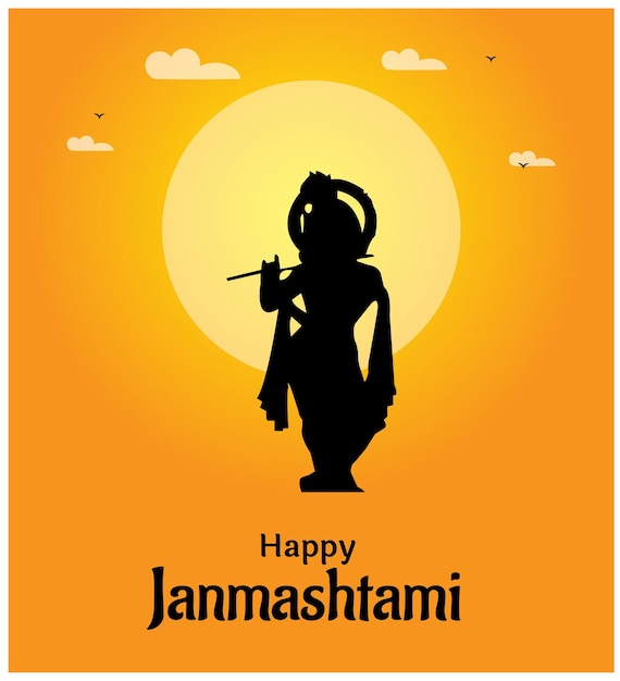 Happy Krishna Janmashtami Indian Hindu Festival Celebration Vector Illustration