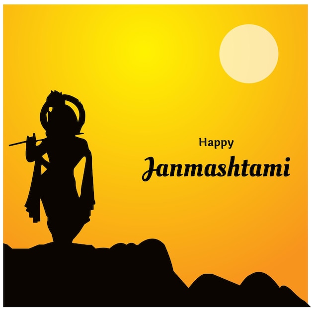 Happy Krishna Janmashtami Indian Hindu Festival Celebration Vector Illustration