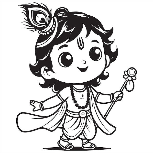 Happy Krishna Janmashtami Little Lord Krishna Vector Art Vector Illustration of Shree Krishna