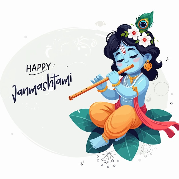 Happy Krishna Janmashtami vector illustration