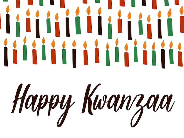 Happy Kwanzaa banner with candles African American ethnic cultural holiday Colorful bright