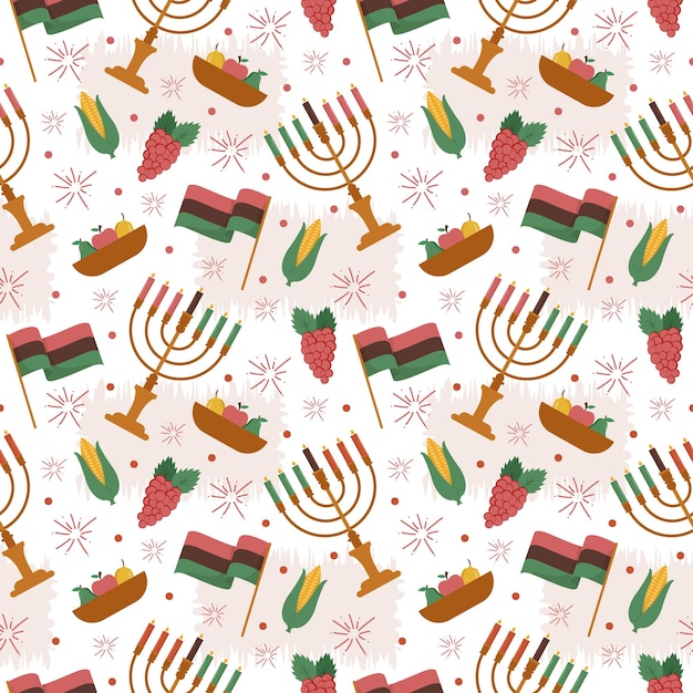 Happy Kwanzaa Holiday African Seamless Pattern Design with Festival Style Element Illustration