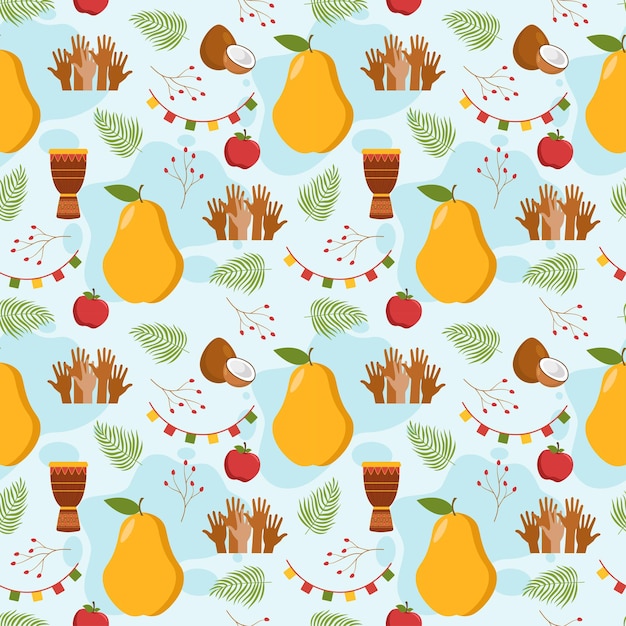 Happy Kwanzaa Holiday African Seamless Pattern Design with Festival Style Element Illustration