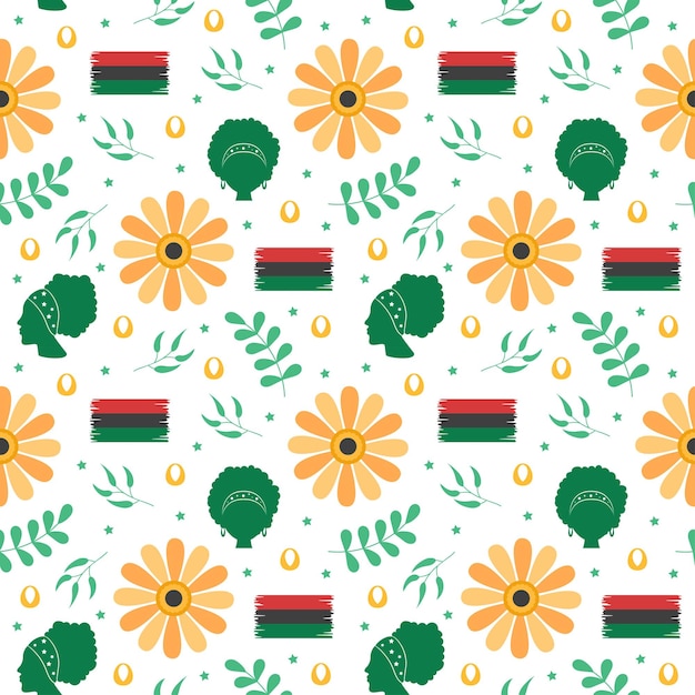 Happy Kwanzaa Holiday African Seamless Pattern Design with Festival Style Element Illustration