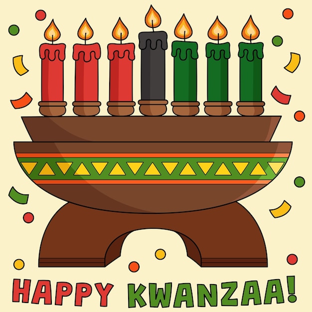 Happy Kwanzaa Kinara Colored Cartoon Illustration