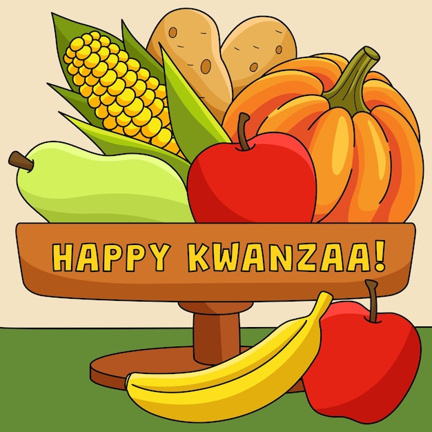 Happy Kwanzaa Mazao Colored Cartoon Illustration