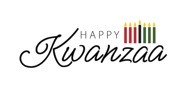 Happy Kwanzaa minimalist greeting card with kinara seven candles and text Template for holiday