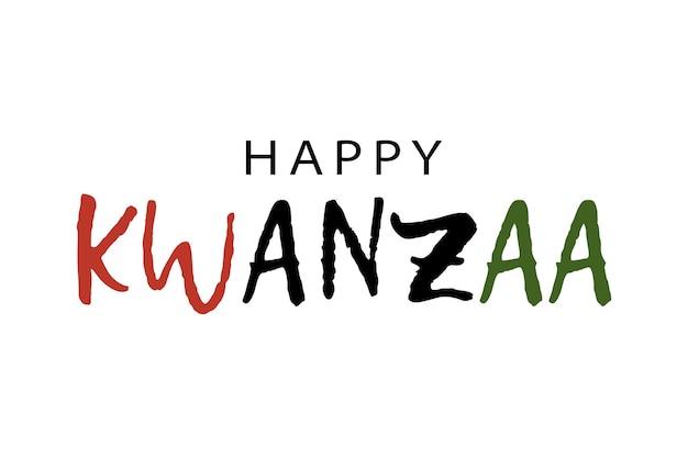 Happy Kwanzaa text logo in traditional African colors red black green Simple grunge vector