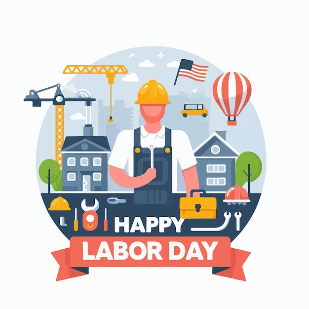 Vector happy labor day background vector illustion