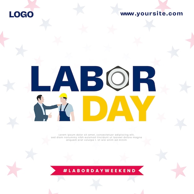 Happy labor day blue color bacoground poster design