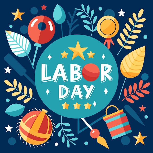 Vector happy labor day colorful design