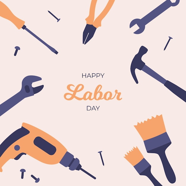 Happy Labor day greeting card Tools